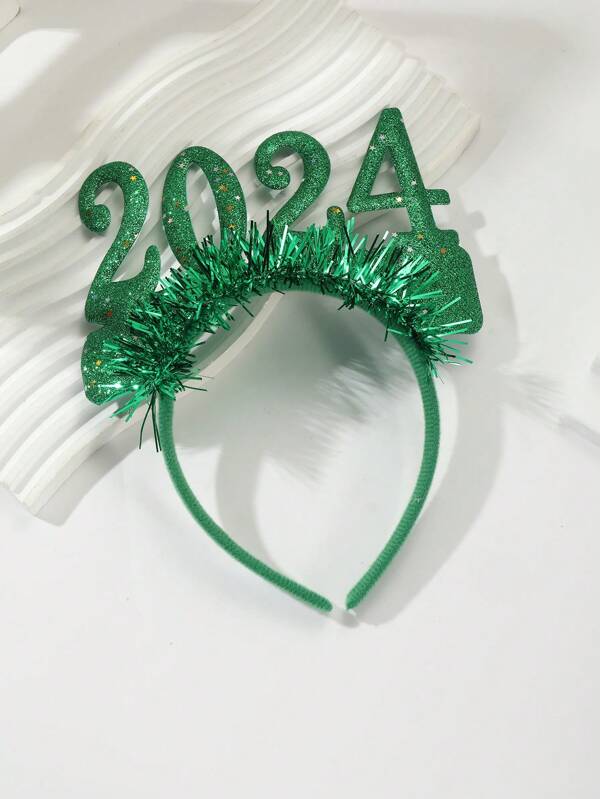 Party Style Green Glitter 2024 Gala Flower New Year's Headband SHEIN USA