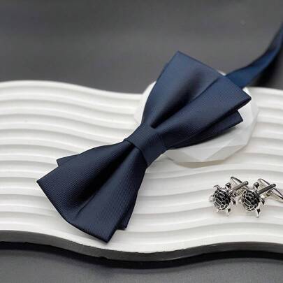 1 件男士蓝色 Herringb1 图案领带休闲男士领带