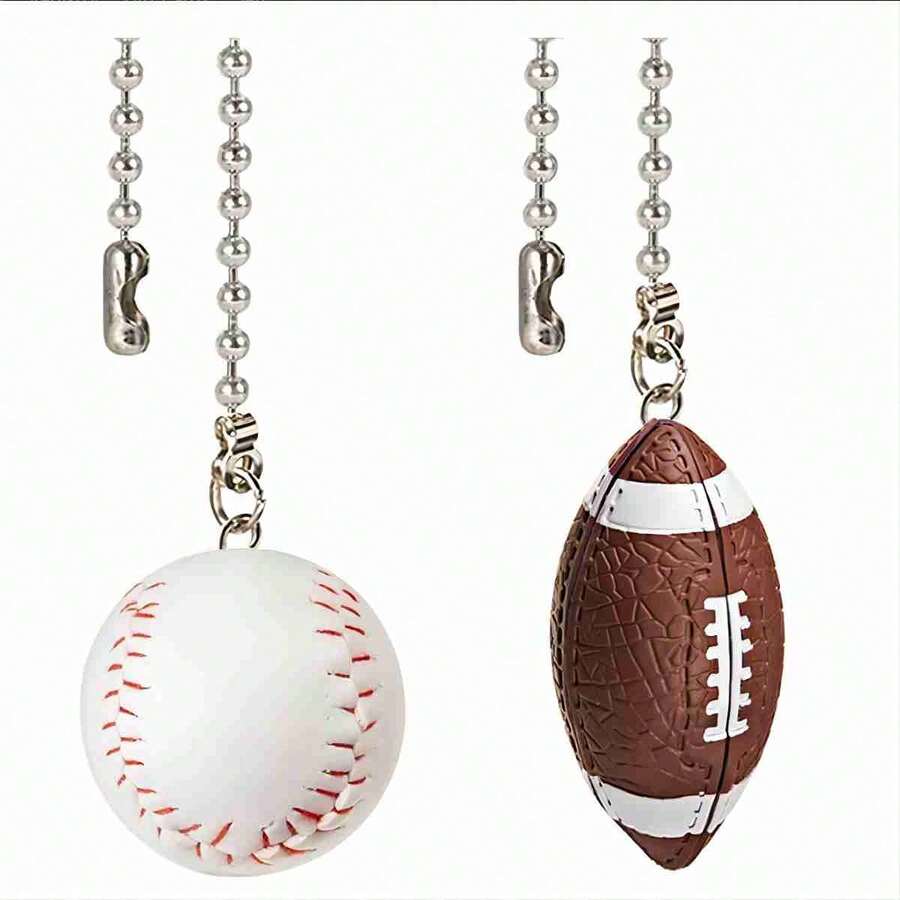 2pcs/set 12 Inch Baseball and Football Extender Ornaments Pendant Fan Pulls Set for Ceiling Light Lamp Fan Chain - White - View 1