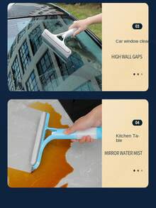 1pc Window Cleaning Tool Set With Water Spray Brush, Silicone Rubber Squeegee And Scraper - Yellow - View 11