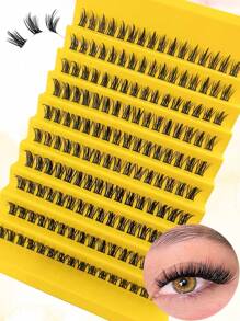 160pcs 11-13mm Mixed Length Single Cluster False Eyelashes, Segmented Pointed Tips, Individual Lashes, Individual Lash Extensions - Black - View 9