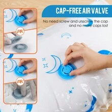 25 pc Various models of vacuum storage bags(5 Jumbo, 5 Large, 5 Medium, 5 Small, 5 Roll Up Bags), available for clothing, bedding, comfort items, travel, moving, saving you 80% of space, equipped with electric air pump, blue and white