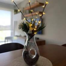 Majisu 1入櫻花枝形燈,20支家居風格裝飾花枝燈,家居花瓶裝飾,婚禮生日聖誕節假日派對室內外使用,暖白色光 - 白色 - 查看 8