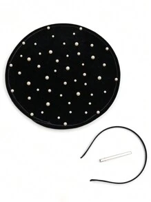 華麗頭飾帽,鴨舌酒會茶會頭箍,復古肯塔基德比華麗頭飾,星空主題帽子 - 黑色 - 查看 3