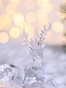 1 Pc Christmas Creative And Cute Transparent Simulation Prone Position Elk Handicraft Decorations,Suitable For Autumn Decoration And Christmas Holiday Home Decoration Cabinets And Bookshelves Display Cabinet And Dining Table Storage Rack,Christmas Present Best Gifts Birthday