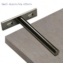 2 Piezas Soporte De Tablero Oculto De 6 Pulgadas Con Barra Divisoria De Capa Única, Soporte De Estante De Madera Invisible En Forma De T, Conexión Fija De Soporte De Pared - Plateado - Ver 4