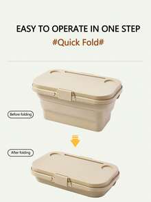 1入組野餐籃戶外防水手提籃,可折疊露營儲物籃,適用於野餐和戶外活動 - 卡其色 - 查看 9