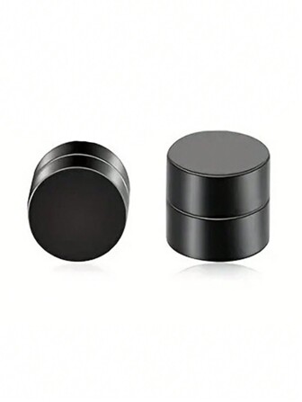 1對極簡磁性黑色不需要刺穿的不銹鋼耳夾,男士日常佩戴和禮物