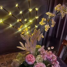 Majisu 1入櫻花枝形燈,20支家居風格裝飾花枝燈,家居花瓶裝飾,婚禮生日聖誕節假日派對室內外使用,暖白色光 - 白色 - 查看 2