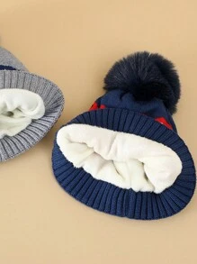 2 Miếng Trẻ em Mùa Đông Mũ , Dày Đan Chống gió Mũ Beanies Mũ lưỡi trai Đối với Thời tiết lạnh - Xám - Xem 7