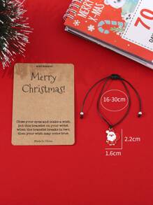 6pcs/set Christmas Themed Vintage Santa Claus, Christmas Tree, Snowman, Reindeer, Cane, Stocking Pendant & Merry Christmas Greeting Card Design Women Bracelet Set - Multicolor - View 9