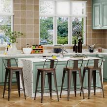 Andeworld Swivel Bar Stools Set Of 4 Industrial Counter Height Bar Stools Modern Metal Bar Chairs With Wood Seat - rust - View 2