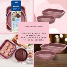 Jogo 2 Assadeiras Formas Para Bolo Alumínio Antiaderente Tramontina - Assadeira Funda