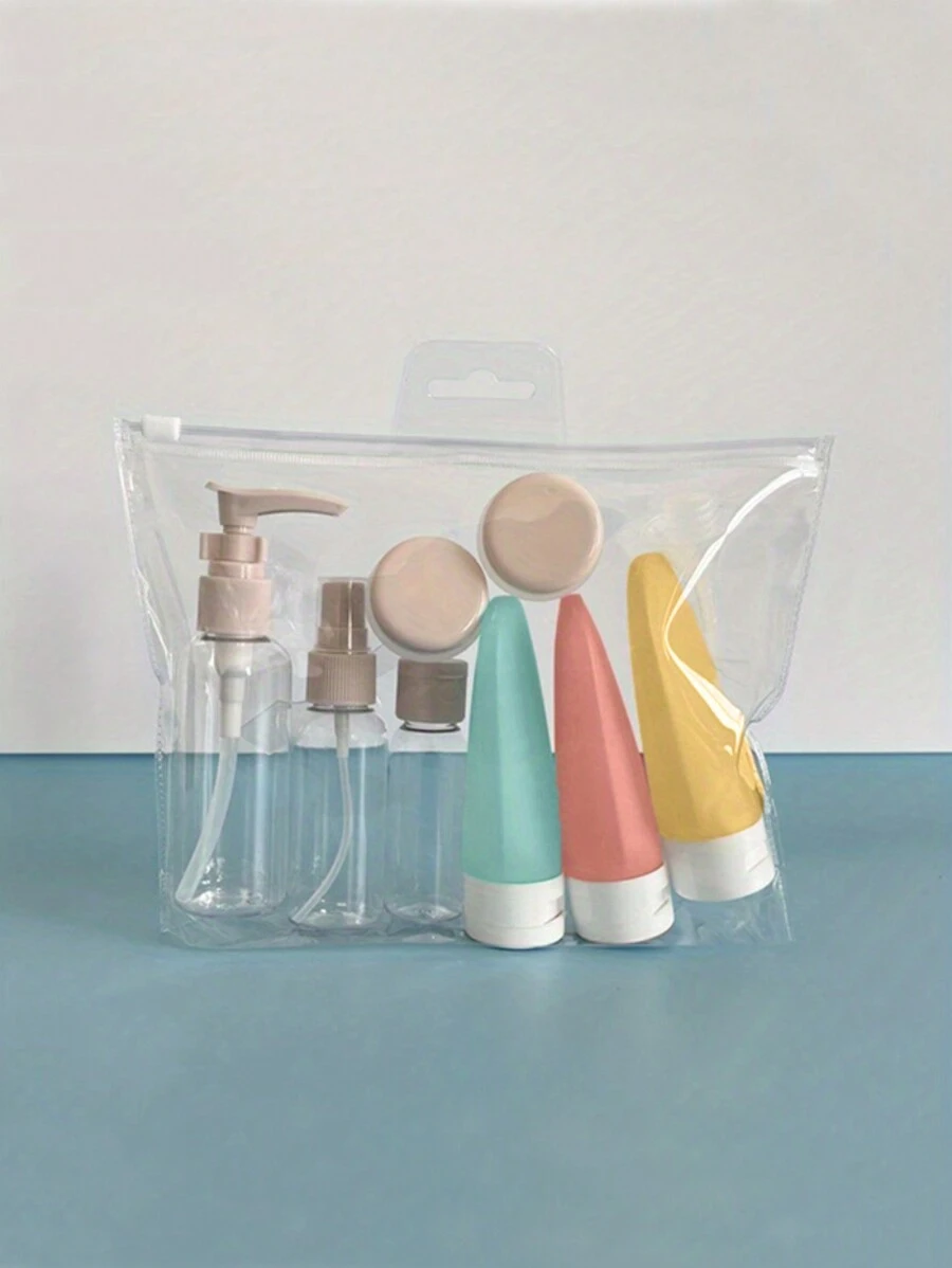 可填充分配便攜乳液瓶旅行瓶子成套工具防漏旅行瓶子套裝,可填充空集裝箱適用於浴室,旅行裝配件和洗髮水護髮素瓶子帶便攜包,旅行必備適合旅行收納適用於彩妝高跟鞋旅行配件