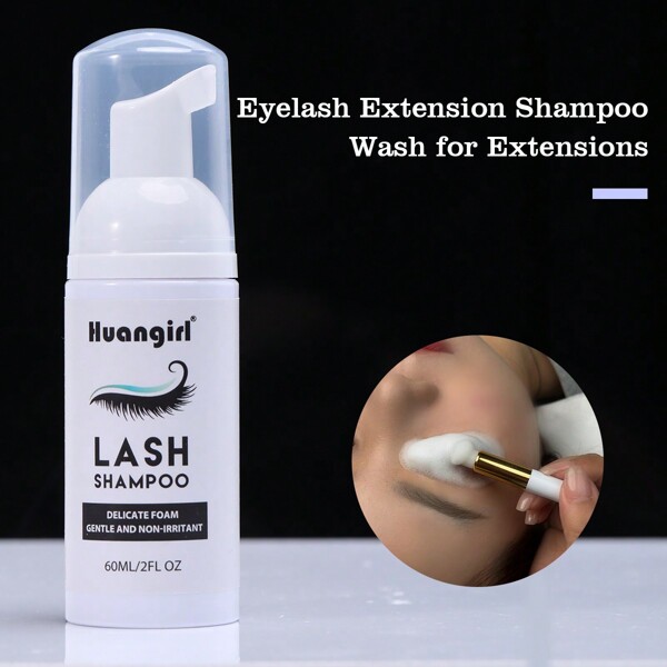 Shampooing pour extensions de cils / 2 fl.oz / 60 ml / Nettoyant moussant pour paupières / Pour extensions et cils naturels / Démaquillant / Fournitures pour usage professionnel et domestique / Nettoyant pour extensions de cils, mousse sans huile, savon pour le bain des cils, soin antipollution