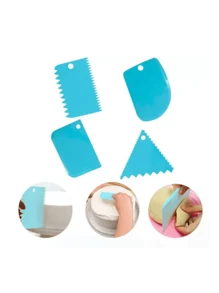 Kit 4 Espátulas Raspadoras Confeitar e Decorar Bolos Massas Corte Confeitaria - Multicolorido - Visão 6