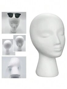 Female Styrofoam Wig Head, Manikin Foam Head, Hat Wig Display Stand For Style Model And Display Hair Hats And Hairpieces - White - View 1