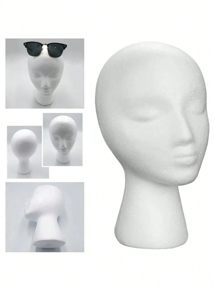 Female Styrofoam Wig Head, Manikin Foam Head, Hat Wig Display Stand For Style Model And Display Hair Hats And Hairpieces - White - View 1