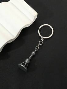 1pc Men's Silver Pearl Tv Tower Shaped Keychain For Car Keys, Daily Use - Silver - View 1