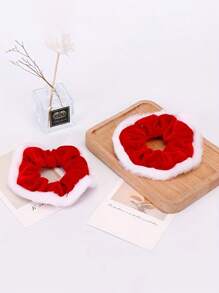 2 件裝女式聖誕主題髮箍,髮飾,大扭結蝴蝶結髮帶,紅白色,時尚