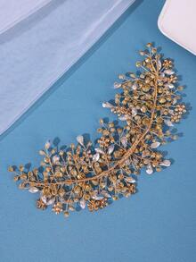 1pc Bride's Green Rhinestone Crystal Headband, Versatile European And American Style Hair Band For Wedding, Party, Evening Events Royal - Green - View 4