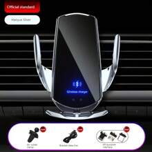 1 个车载支架无线充电手机支架 15W/2A 快速充电支持导航出风口自动感应（适用于所有智能手机，免费 Android/tyte-c/Apple 磁性接收端口） - 銀色 - 查看 1