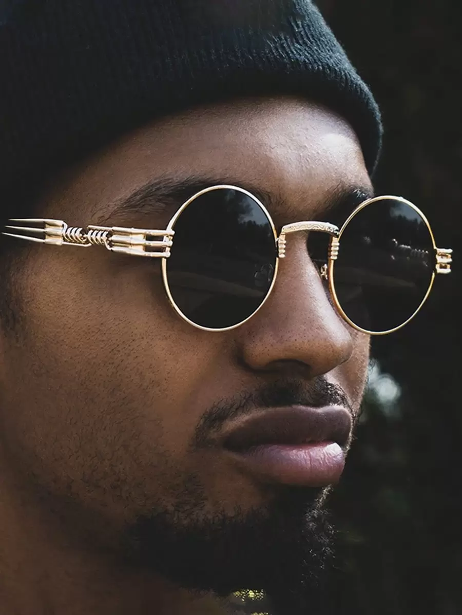 1pc Steampunk Metal Spring Leg Outdoor Fashion Glasses For Travel And Parties Street Shades Accessories Halloween Beach Accessories Glasses Shades - Xám - Xem 1