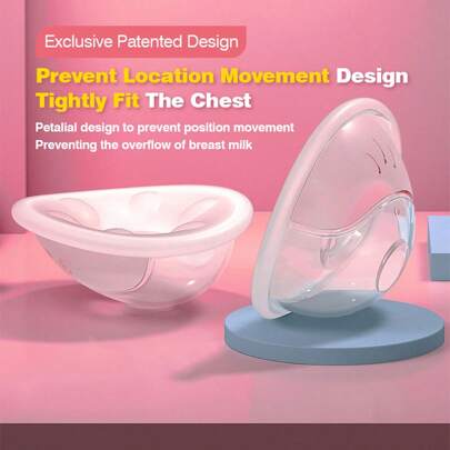 2pcs Portable Non-Overflow Hand-Free Breast Milk Collectors With Soft Synthetic Rubber Surface For Easy Expression And Leak-Proof Storage