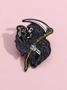 1枚叛逆哥德風死神搪瓷針徽,適用於背包、襯衫,適用於男性萬聖節禮物和珠寶 - 槍黑色 - 查看 7
