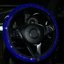 Full Rhinestone Elastic Non-slip Car Steering Wheel Cover Blingbling - Blue - View 3