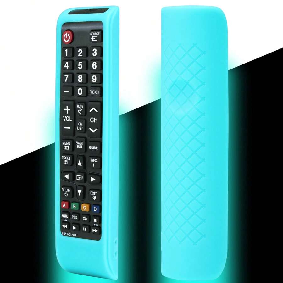 1 pc  Remote case for Smart TV Controller, Silicone Remote Cover for BN59-01199F  Remote Control, Smart TV Remote Skin Sleeve Glow in The Dark - 天藍色 - 查看 1