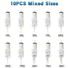 Juego De Agujas Para Máquina De Tatuaje Semipermanente Desechables Con Agujas Mixtas De 10 Uds. - Blanco - Ver 2