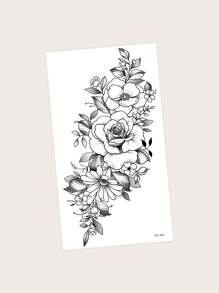 1pc Waterproof Anti-Sweat Butterfly Tattoo Sticker, Fashionable For Leg - Black - View 5