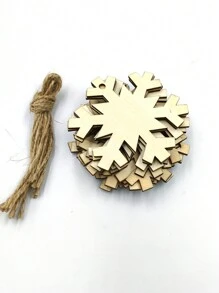 10入組聖誕雪花形狀木製工藝品,帶繩diy裝飾用於家居、樹、聖誕老人、禮物等