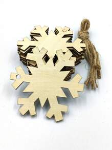 10入組聖誕雪花形狀木製工藝品,帶繩diy裝飾用於家居、樹、聖誕老人、禮物等