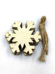 10入組聖誕雪花形狀木製工藝品,帶繩diy裝飾用於家居、樹、聖誕老人、禮物等