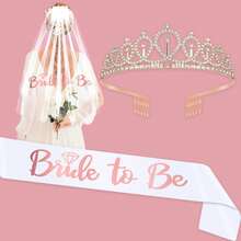 1 件婚禮季節新娘面紗皇冠肩帶裝飾腰帶適合單身派對