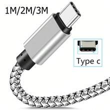 1PC nylon braided fast charger cable android phone fast charging data cable - White - View 2