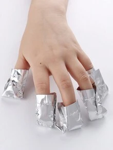 50 件裝鋁箔美甲浸泡壓克力凝膠拋光去除膜,指甲箔去除膜美甲指甲清潔工具 - 銀色 - 查看 7