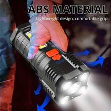 1只5 Led和cob側燈多功能手電筒,有三種顏色可選,適用於戶外露營和釣魚 - 黑色 - 查看 6