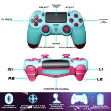 Control inalámbrico recargable compatible con Ps4 más cable de carga  VERDE  MENTA - verde menta - Ver 3