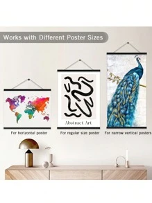 SURELIFE 1pc Black Frame Magnetic Hanger Wood Frames For Poster 21-71cm Long For Photos 30x40cm 40x50cm 40x60cm 50x70cm Canvas Painting Pictures Prints Maps Scrolls And Canvas Artwork Wall Art Decor