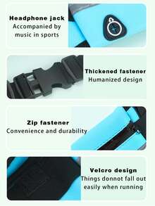 1個跑步腰袋戶外健身儲物袋運動腰帶手機袋 - 藍色 - 查看 5