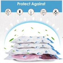 25 pc Various models of vacuum storage bags(5 Jumbo, 5 Large, 5 Medium, 5 Small, 5 Roll Up Bags), available for clothing, bedding, comfort items, travel, moving, saving you 80% of space, equipped with electric air pump, blue and white