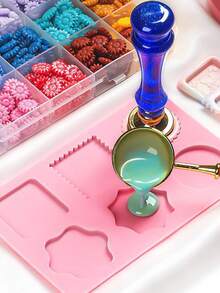 1入組diy蠟封印章和蠟封杯熔化工具套裝 - 粉色 - 查看 2