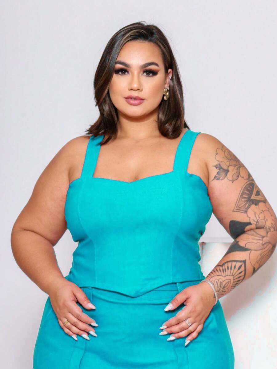 Plus Size Blouses - Azul Tifany - View 1