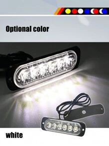 1pc Multi-Mode 6-LED Flashing Strobe Warning Light Grille Lightbar For Truck Car Beacon Lamp Amber Traffic Light 12V/24V - White - View 2
