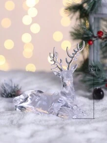1 Pc Christmas Creative And Cute Transparent Simulation Prone Position Elk Handicraft Decorations,Suitable For Autumn Decoration And Christmas Holiday Home Decoration Cabinets And Bookshelves Display Cabinet And Dining Table Storage Rack,Christmas Present Best Gifts Birthday