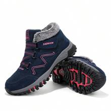 Womens Winter Snow Boots Warm Fur Lined Anti-Slip Ankle Booties Outdoor Walking Shoes Non-Slip Trekking Shoes - Màu xanh lam - Xem 5