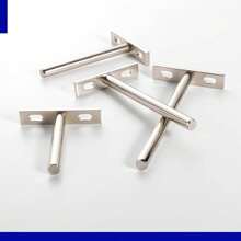 2 Piezas Soporte De Tablero Oculto De 6 Pulgadas Con Barra Divisoria De Capa Única, Soporte De Estante De Madera Invisible En Forma De T, Conexión Fija De Soporte De Pared - Plateado - Ver 3